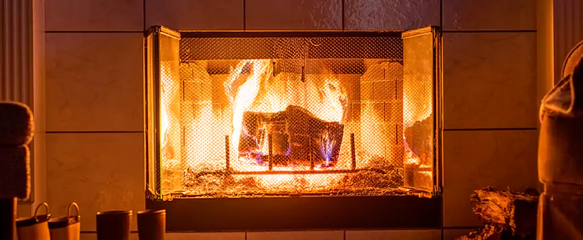 Mendota Hearth Landscape Fireplace Installation in Westbury, New York